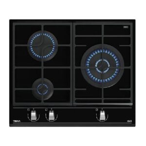 Placa de gas - Teka GZC 63310 XBB, 3 zonas, Gas butano, ExactFlame, 60 cm, Negro