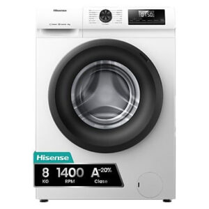 Lavadora carga frontal Hisense WF1Q8041BW, 8 kg, 1400 rpm, Función Vapor, Clase A-20%, Blanco